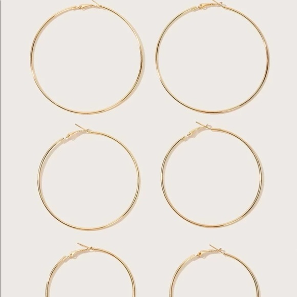 New Mixed Size Hoop Earrings Set 3pairs - Picture 2 of 2